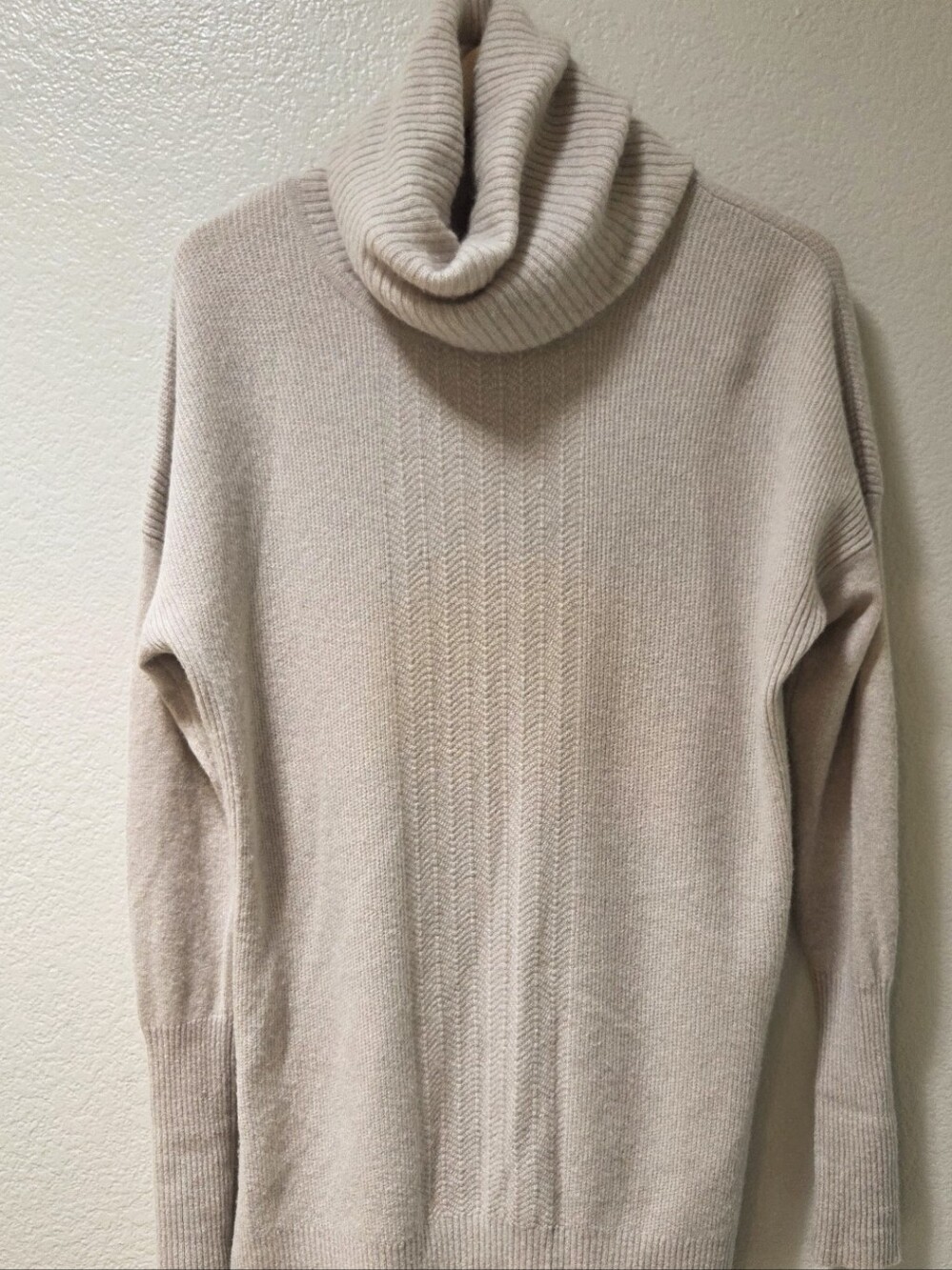 Nanette Lepore Cashmere Cowl Neck Sweater Oversized 2-Ply Oatmeal Quiet Luxury